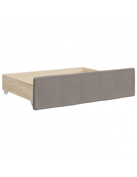 Divano Letto Estraibile con Cassetti Tortora 90x200 cm Tessuto