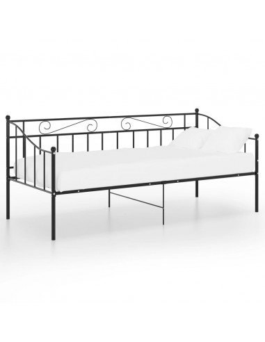 Divano Letto Telaio Nero in Metallo 90x200 cm