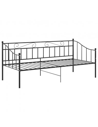 Divano Letto Telaio Nero in Metallo 90x200 cm