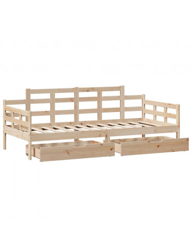 Dormeuse con Cassetti 90x190 cm in Legno Massello Pino