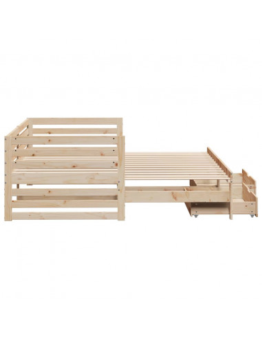 Dormeuse con Cassetti 90x200 cm Legno Massello Pino