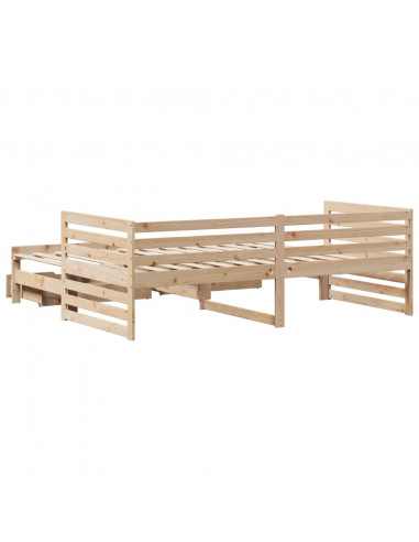 Dormeuse con Cassetti 90x200 cm Legno Massello Pino