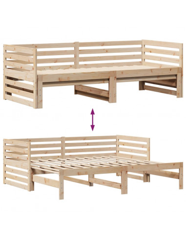 Dormeuse con Cassetti 90x200 cm Legno Massello Pino