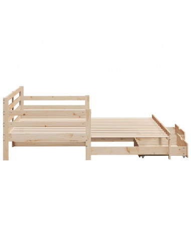 Dormeuse con Letto Estraibile e Cassetti 80x200cm Massello Pino