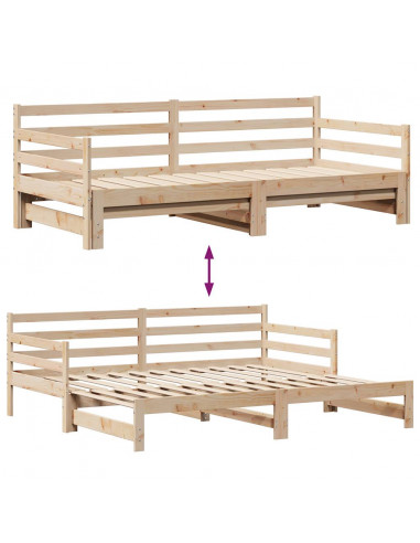 Dormeuse con Letto Estraibile e Cassetti 80x200cm Massello Pino