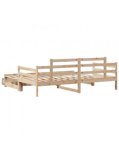 Dormeuse con Letto Estraibile e Cassetti 80x200cm Massello Pino