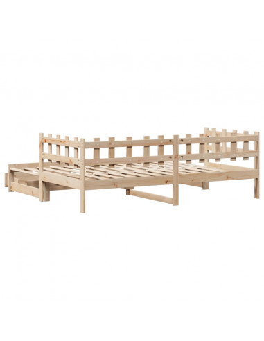 Dormeuse con Letto Estraibile e Cassetti 90x190cm Massello Pino