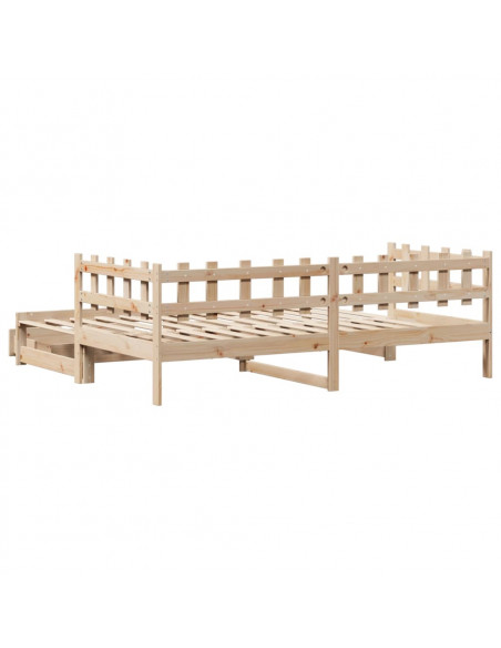 Dormeuse con Letto Estraibile e Cassetti 90x190cm Massello Pino