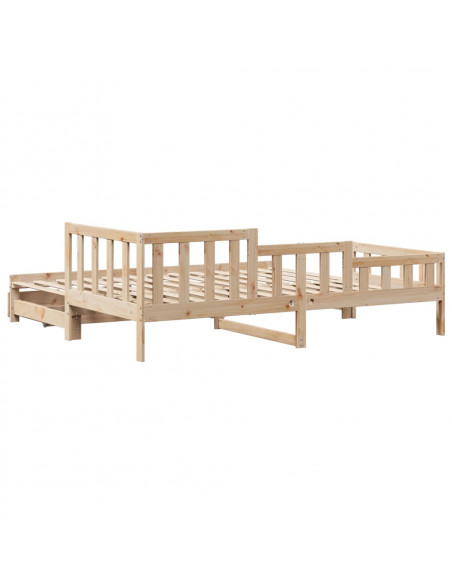 Dormeuse con Letto Estraibile e Cassetti 90x190cm Massello Pino