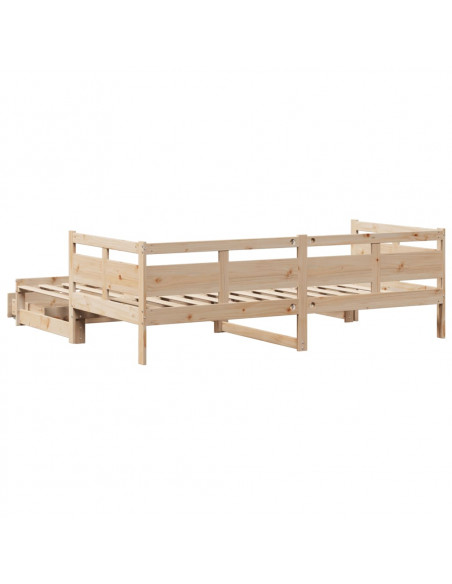 Dormeuse con Letto Estraibile e Cassetti 90x200cm Massello Pino