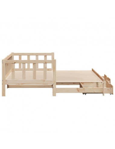 Dormeuse con Letto Estraibile e Cassetti 90x200cm Massello Pino