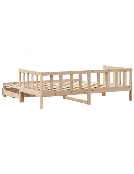 Dormeuse con Letto Estraibile e Cassetti 90x200cm Massello Pino