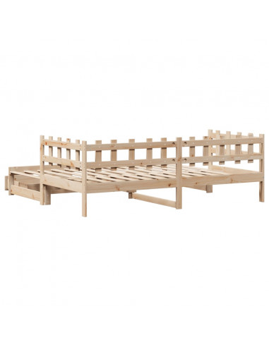 Dormeuse con Letto Estraibile e Cassetti 90x200cm Massello Pino
