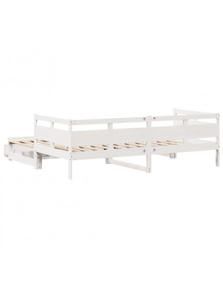 Dormeuse Letto Estraibile e Cassetti Bianco 90x190cm Legno Pino