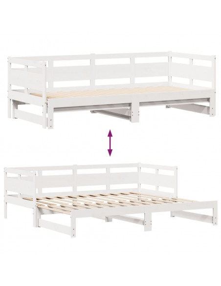 Dormeuse Letto Estraibile e Cassetti Bianco 90x190cm Legno Pino