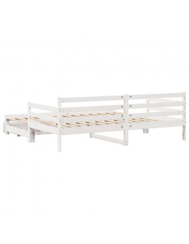 Dormeuse Letto Estraibile e Cassetti Bianco 90x190cm Legno Pino