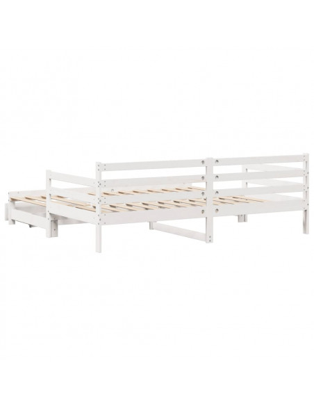 Dormeuse Letto Estraibile e Cassetti Bianco 90x190cm Legno Pino