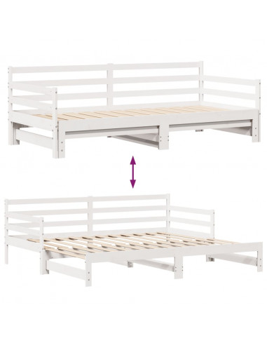 Dormeuse Letto Estraibile e Cassetti Bianco 90x190cm Legno Pino