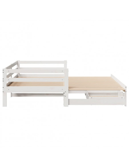 Dormeuse Letto Estraibile e Cassetti Bianco 90x190cm Legno Pino
