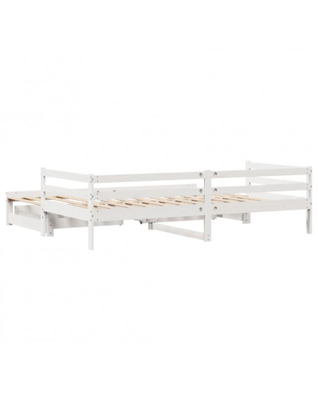 Dormeuse Letto Estraibile e Cassetti Bianco 90x190cm Legno Pino