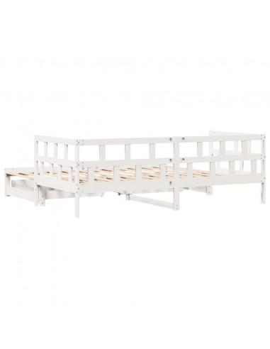 Dormeuse Letto Estraibile e Cassetti Bianco 90x190cm Legno Pino