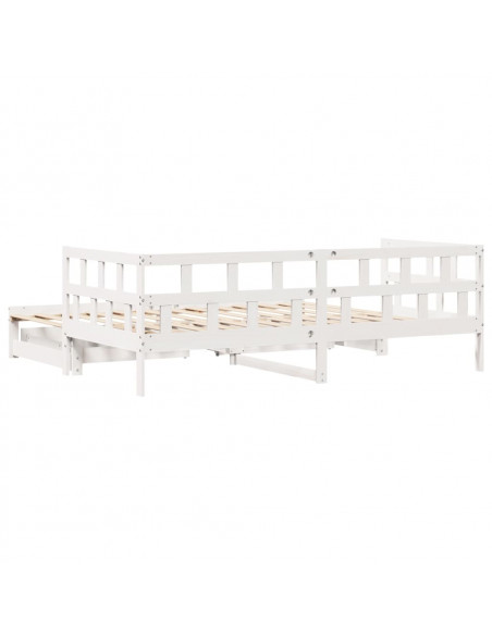 Dormeuse Letto Estraibile e Cassetti Bianco 90x190cm Legno Pino