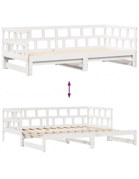Dormeuse Letto Estraibile e Cassetti Bianco 90x190cm Legno Pino