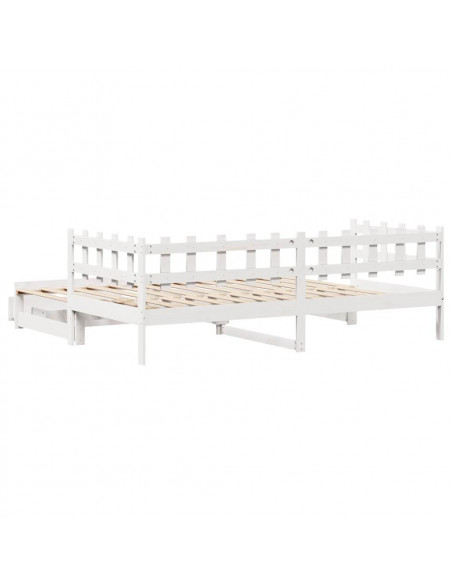 Dormeuse Letto Estraibile e Cassetti Bianco 90x190cm Legno Pino