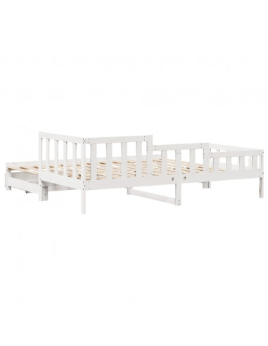 Dormeuse Letto Estraibile e Cassetti Bianco 90x190cm Legno Pino