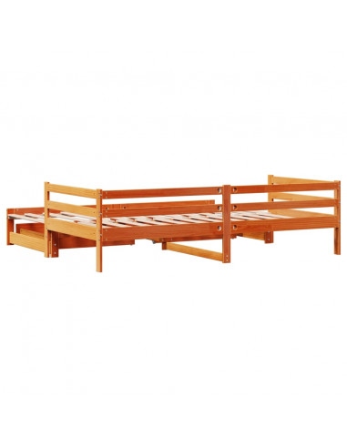 Dormeuse Letto Estraibile e Cassetti Marrone Cera 90x190cm Pino