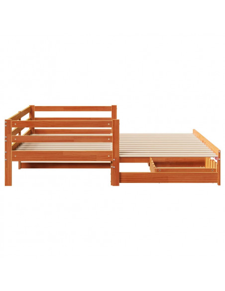 Dormeuse Letto Estraibile e Cassetti Marrone Cera 90x200cm Pino