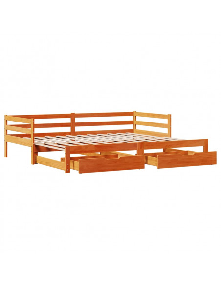 Dormeuse Letto Estraibile e Cassetti Marrone Cera 90x200cm Pino