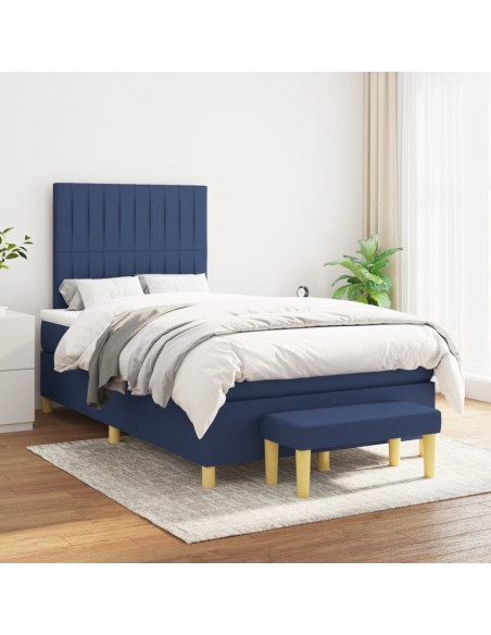 Giroletto a Molle con Materasso Blu 120x190 cm in Tessuto