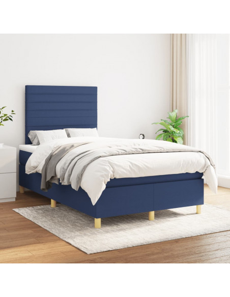 Giroletto a Molle con Materasso Blu 120x190 cm in Tessuto