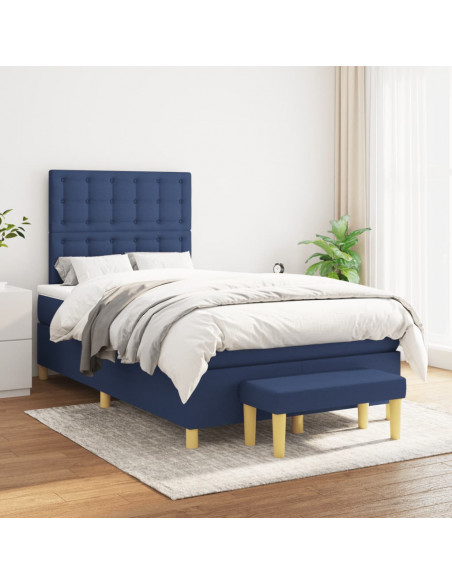 Giroletto a Molle con Materasso Blu 120x190 cm in Tessuto