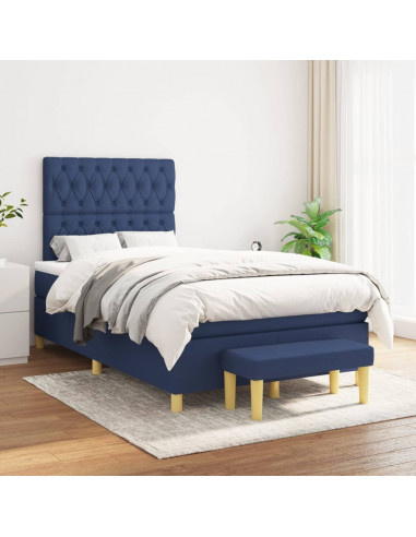 Giroletto a Molle con Materasso Blu 120x190 cm in Tessuto