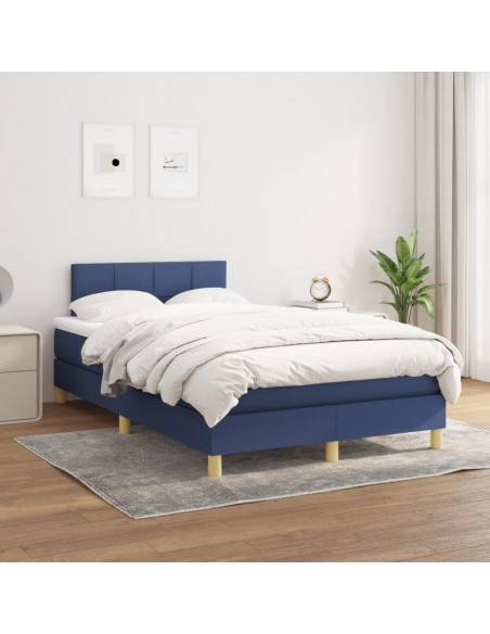Giroletto a Molle con Materasso Blu 120x190 cm in Tessuto