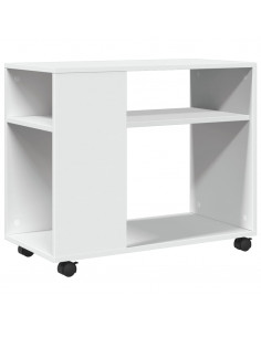 Tavolino con Ruote Bianco 70x35x60 cm in Truciolato 2