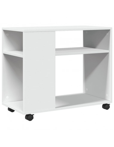 Tavolino con Ruote Bianco 70x35x60 cm in Truciolato