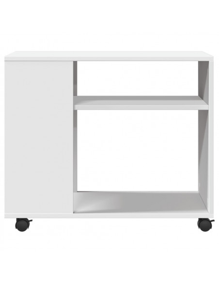 Tavolino con Ruote Bianco 70x35x60 cm in Truciolato