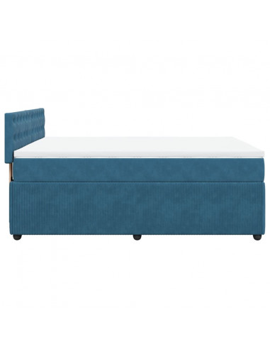 Giroletto a Molle con Materasso Blu 140x190 cm in Velluto