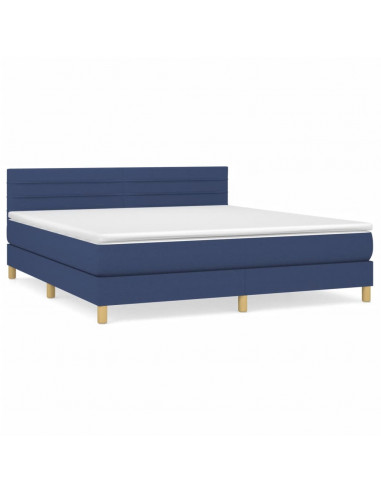 Giroletto a Molle con Materasso Blu 160x200 cm in Tessuto