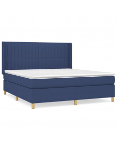 Giroletto a Molle con Materasso Blu 160x200 cm in Tessuto 2