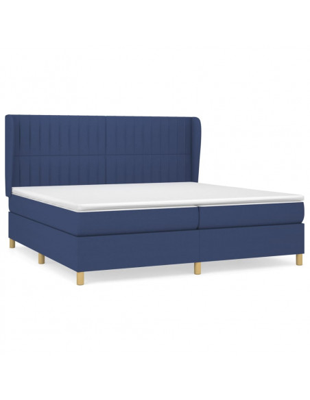 Giroletto a Molle con Materasso Blu 200x200 cm in Tessuto