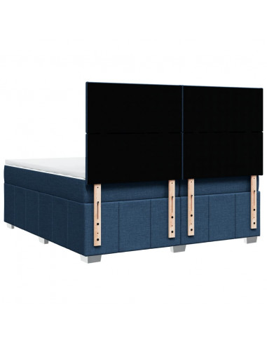 Giroletto a Molle con Materasso Blu 200x200 cm in Tessuto