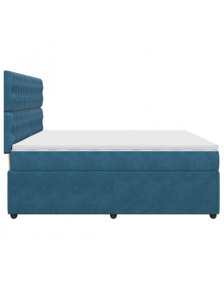 Giroletto a Molle con Materasso Blu 200x200 cm in Velluto