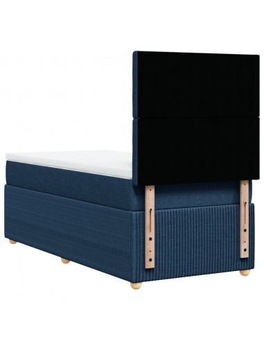 Giroletto a Molle con Materasso Blu 90x190 cm in Tessuto