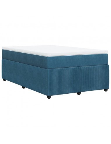 Giroletto a Molle con Materasso Blu Scuro 120x190 cm in Velluto