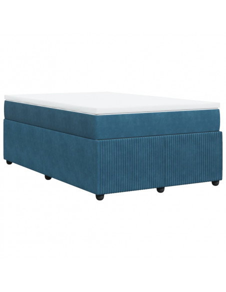Giroletto a Molle con Materasso Blu Scuro 120x190 cm in Velluto