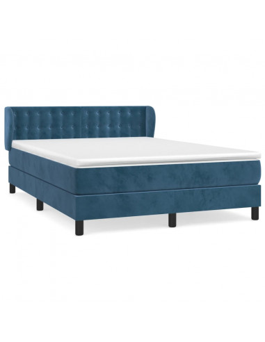 Giroletto a Molle con Materasso Blu Scuro 140x190 cm in Velluto